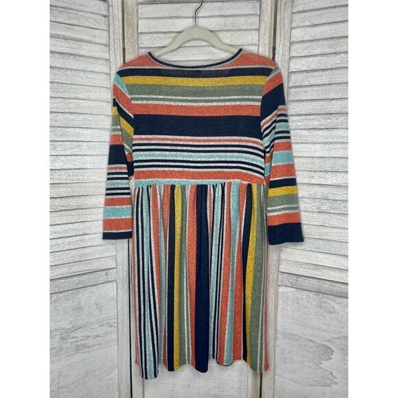 Egs by Eloges Multi Color Striped 3/4 Sleeve Empire-Waist Dress Size Small NWOT - Picture 2 of 5